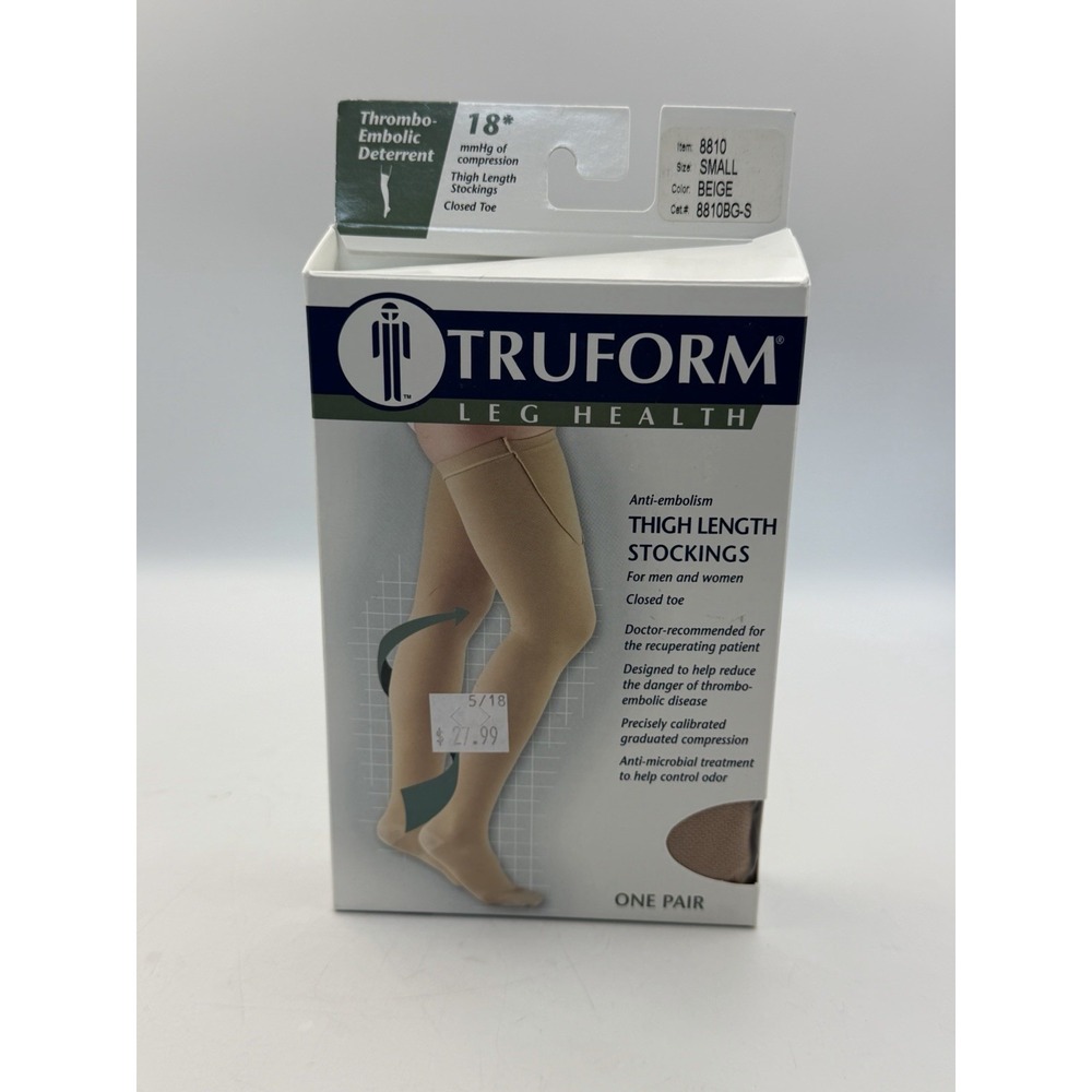 Truform 8810BG-S Anti-Embolism Thigh High Compression Stockings 18 mmHg Small